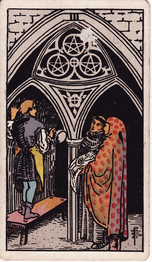 Tre di Denari — Arcani Minori · Denari